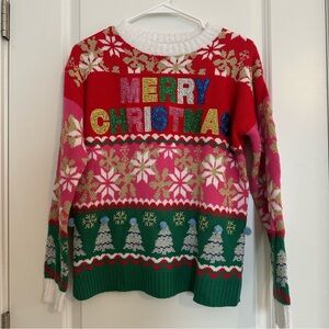 Women’s Holiday Time Fun Christmas Tacky Colorful Sweater - size XS 0-2